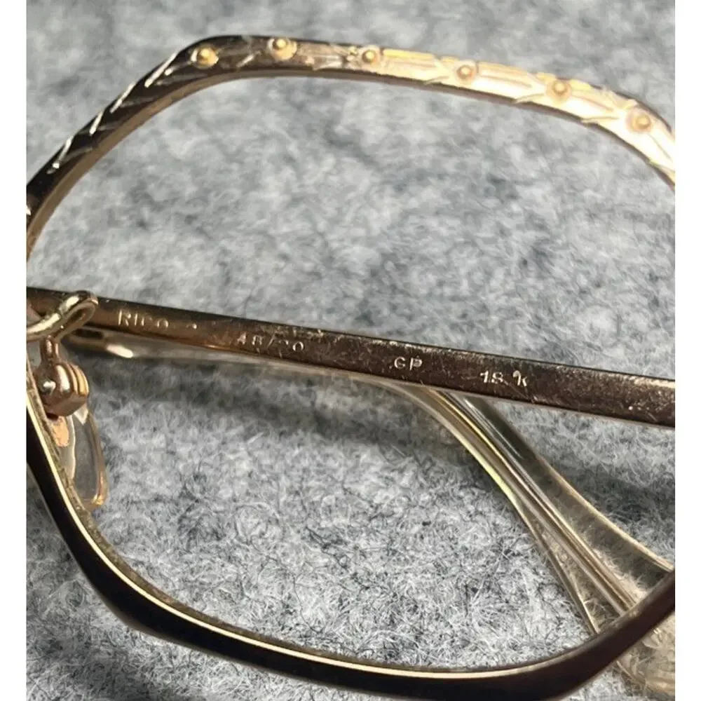 Vintage 18K Gold Plated Glasses FRAMES ONLY Hexagon Italy 125 40/20 USI Rico